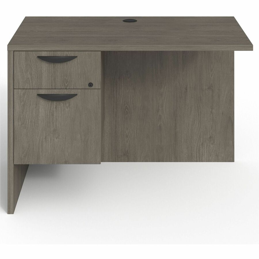 Lorell Prominence 2.0 Left Return - 42" x 24"29" , 1" Top, 0.1" Edge - 2 x File, Box Drawer(s) - Single Pedestal on Left Side - Band Edge - Material: Particleboard - Finish: Gray Elm, Thermofused Melamine (TFM), Laminate
