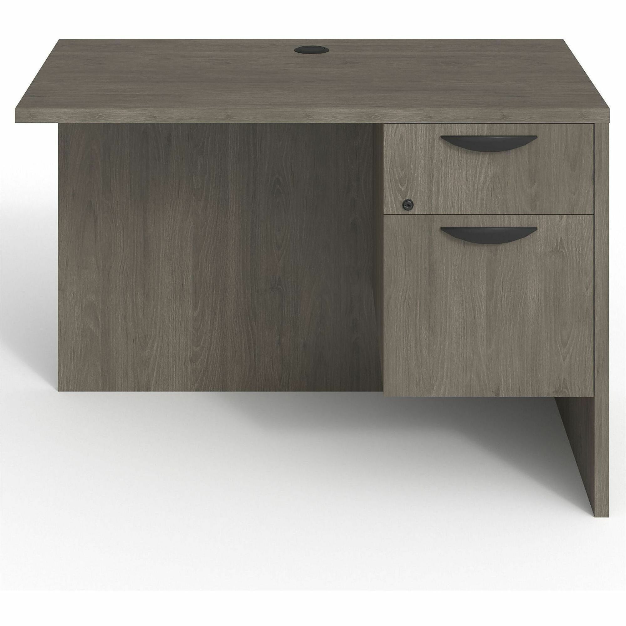 Lorell Prominence 2.0 Right Return - 42" x 24"29" , 1" Top, 0.1" Edge - 2 x File, Box Drawer(s) - Single Pedestal on Right Side - Band Edge - Material: Particleboard - Finish: Gray Elm, Thermofused Melamine (TFM), Laminate