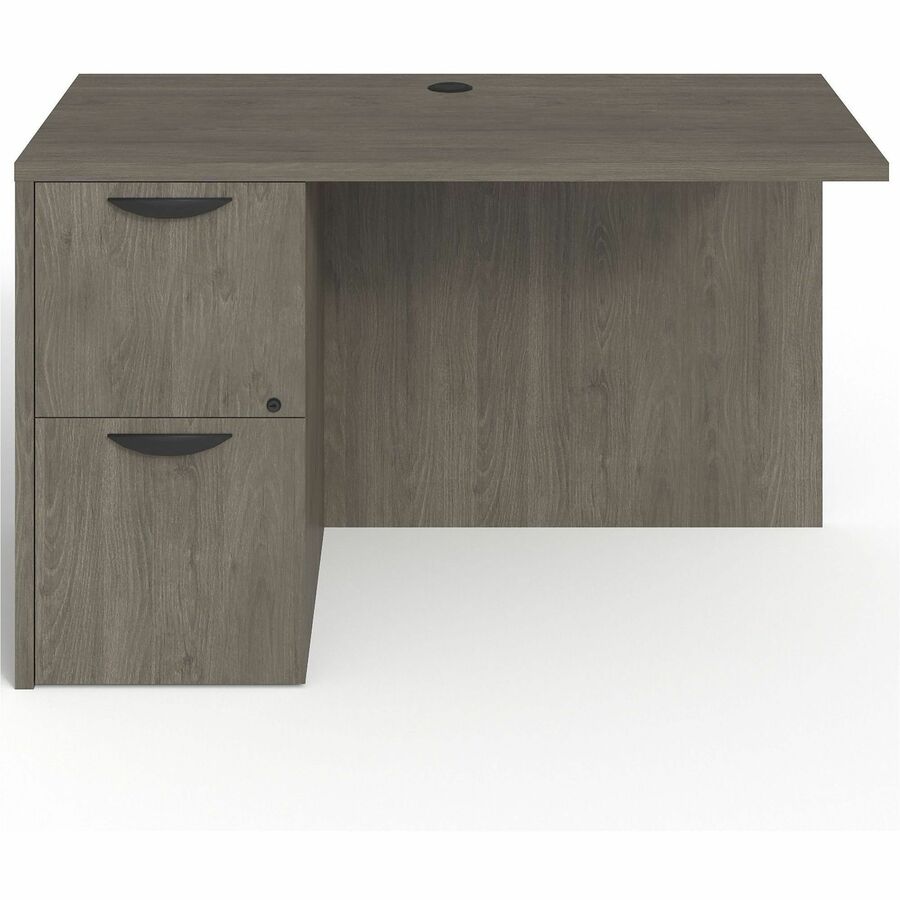 Lorell Prominence 2.0 Left Return - 48" x 24"29" , 1" Top, 0.1" Edge - 2 x File Drawer(s) - Band Edge - Material: Particleboard - Finish: Gray Elm, Thermofused Melamine (TFM), Laminate