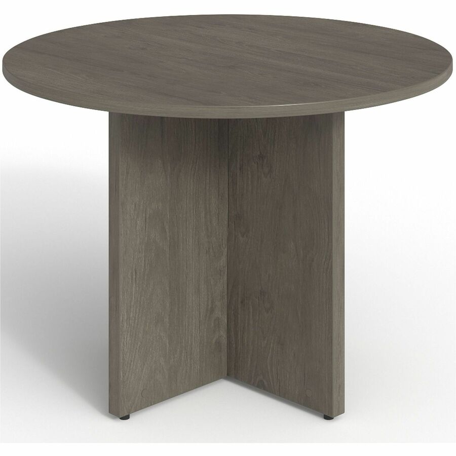 Lorell Prominence 2.0 Round Laminate Conference Table - 29" x 42" , 1" Top, 0.1" Edge - Material: Particleboard - Finish: Gray