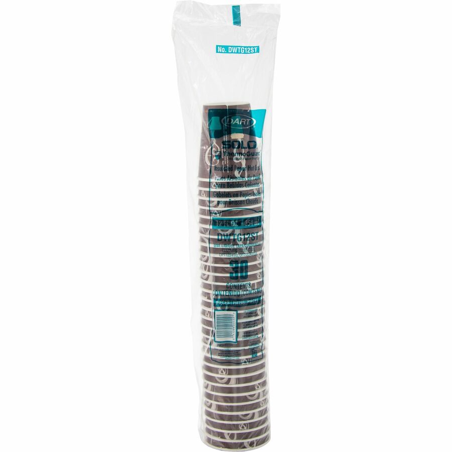 Solo ThermoGuard 12 oz Double Walled Paper Hot Cups - 30.0 / Bag - 20 / Carton - Multi - Paper, Polyethylene - Hot Drink, Beverage