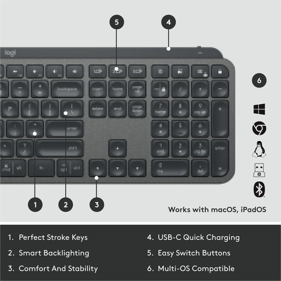 MX Keys for Business Wireless Keyboard, Graphite