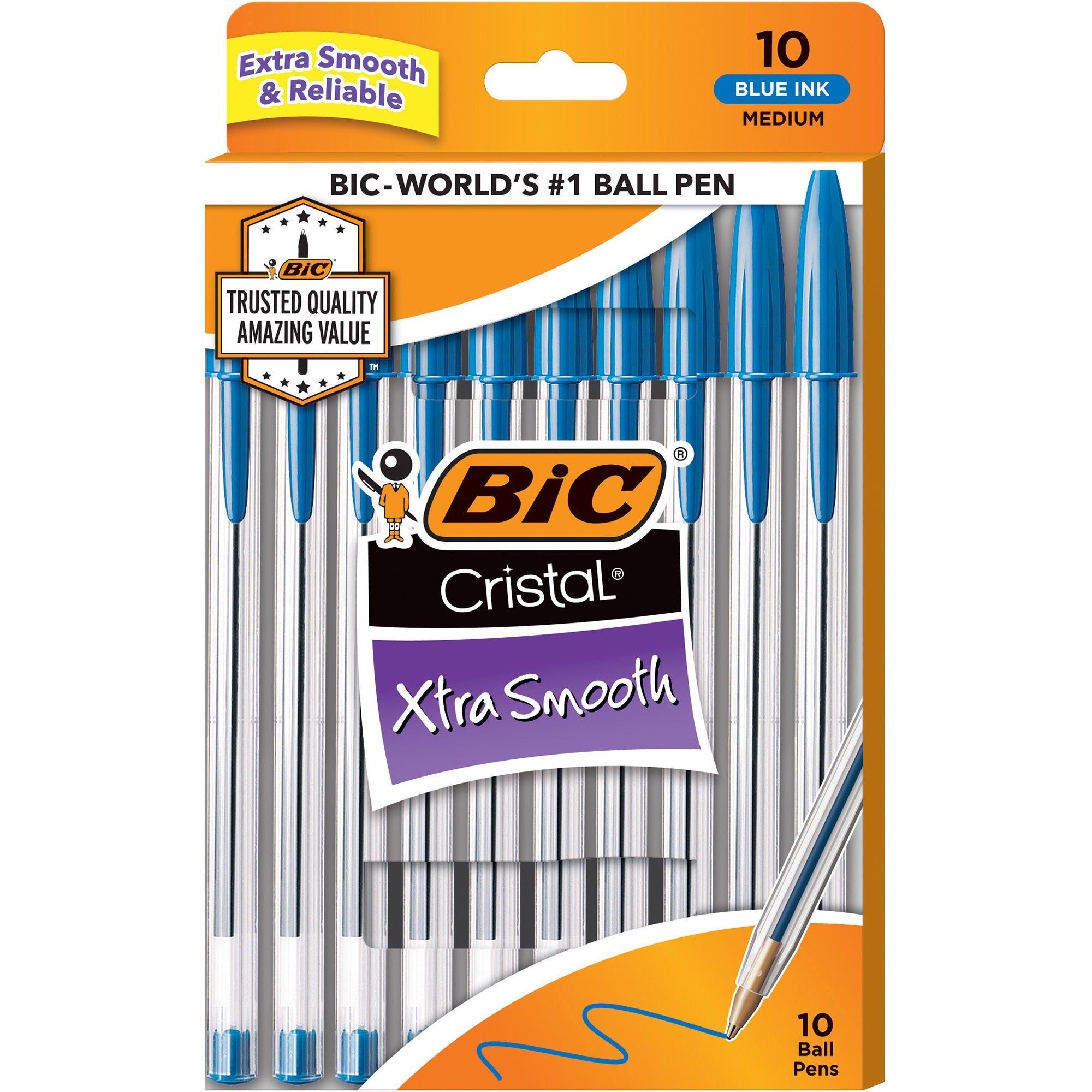 bic-cristal-ballpoint-stick-pens-medium-pen-point-blue-clear-barrel-10-pack_bicmsp10be - 1