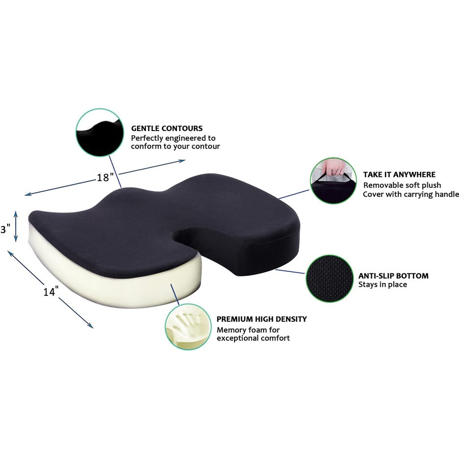lorell-butterfly-shaped-seat-cushion-1750-x-1550-fabric-memory-foam-silicone-butterfly-comfortable-ergonomic-design-durable-machine-washable-zippered-anti-slip-black-1each_llr18307 - 5