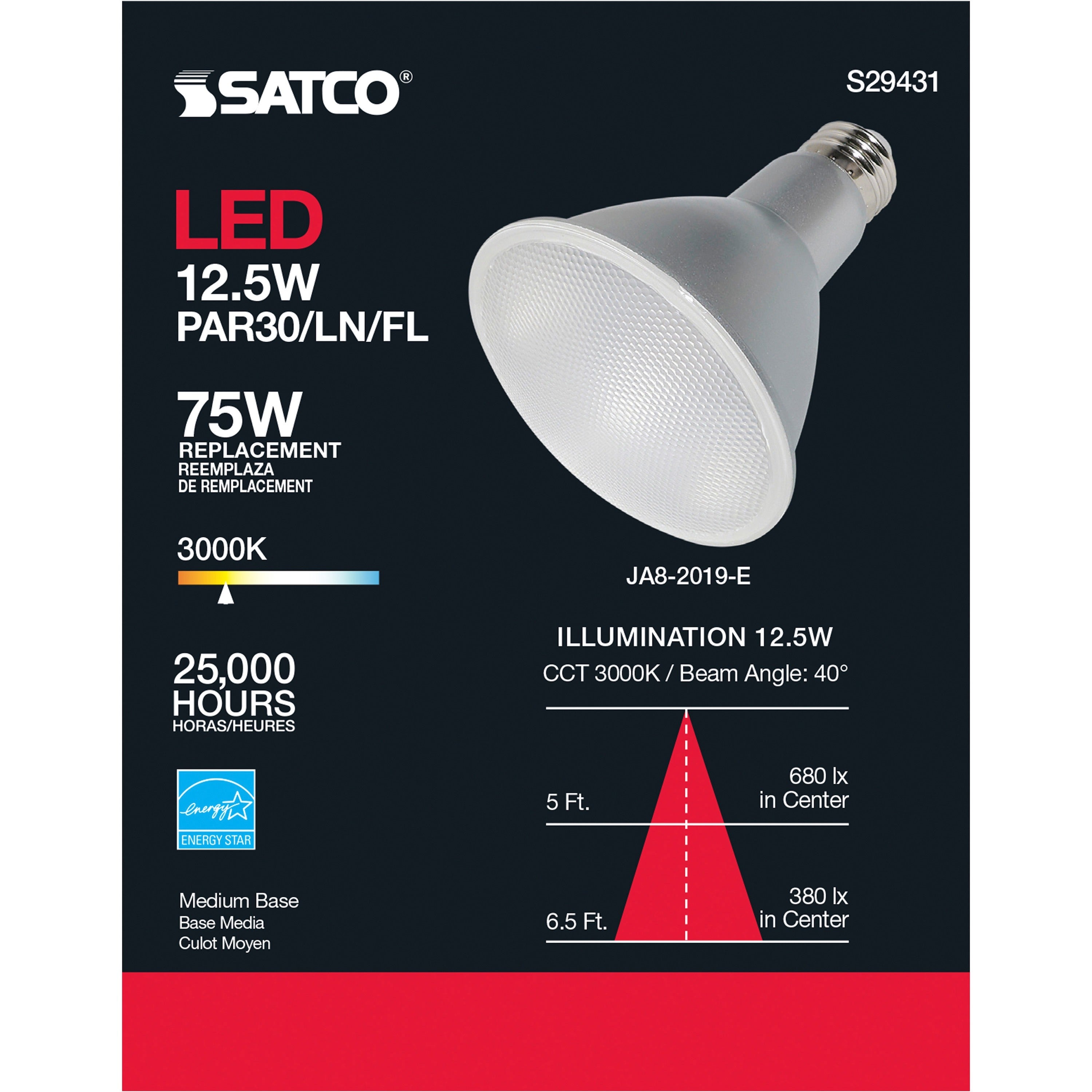 satco-par-30-ln-led-bulb-1250-w-75-w-incandescent-equivalent-wattage-120-v-ac-1000-lm-parabolic-reflector-par30ln-size-clear-warm-white-light-color-e26-base-25000-hour-49403degf-27268degc-color-temperature-90-cri-40_sdns29431 - 4