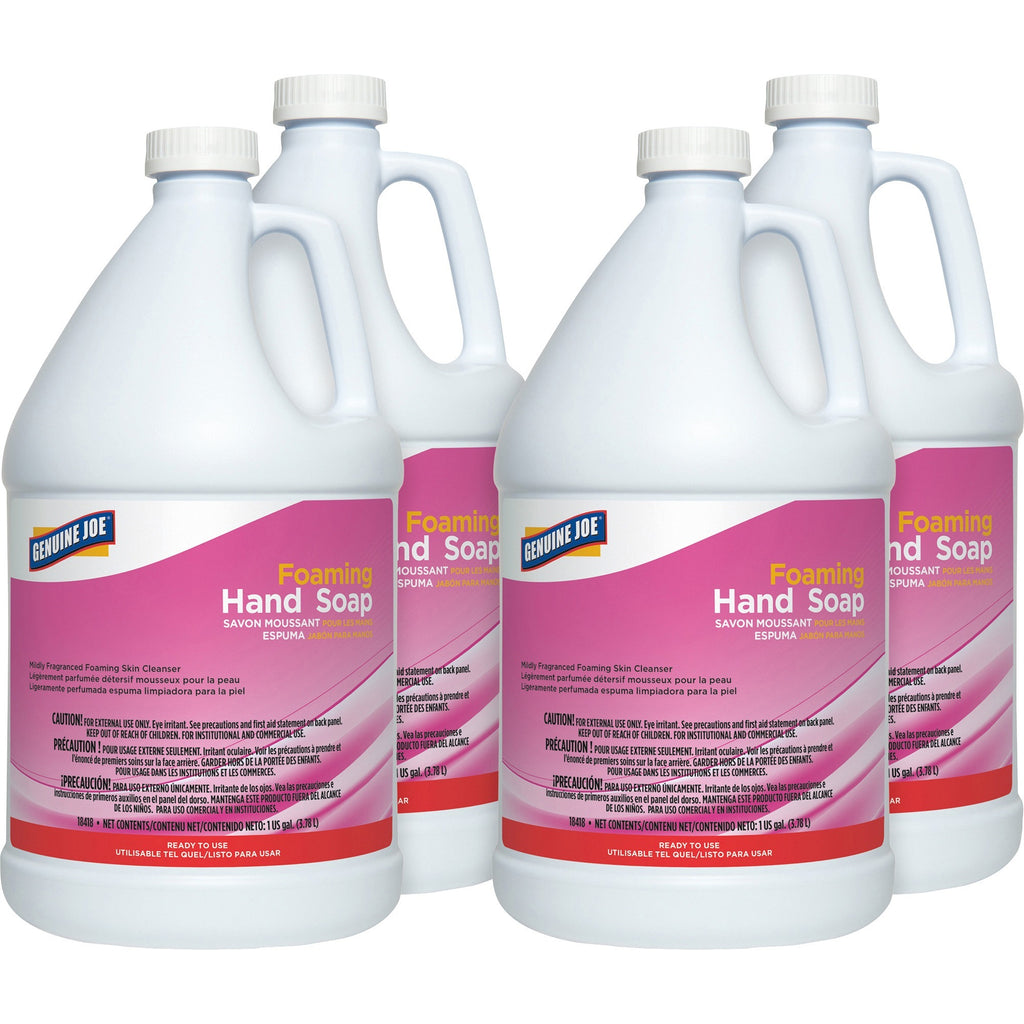 Genuine Joe Ultra Mild Foaming Skin Cleanser - Fresh ScentFor - 1 gal (3.8 L) - Hand, Skin - Moisturizing - Pink - Anti-irritant, Non-drying - 4 / Carton