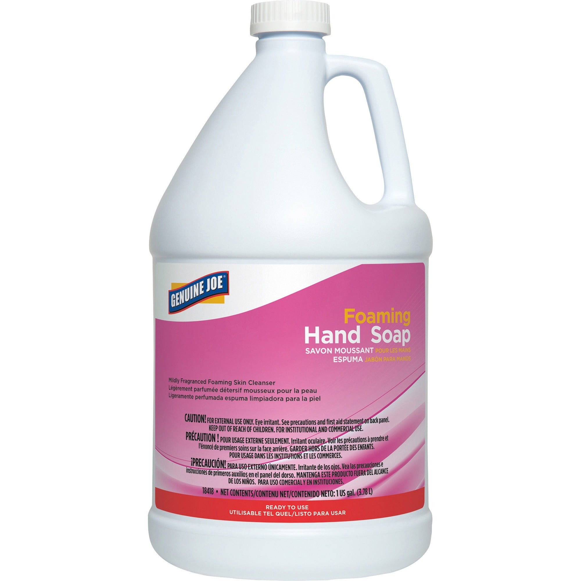 genuine-joe-ultra-mild-foaming-skin-cleanser-fresh-scentfor-1-gal-38-l-hand-skin-moisturizing-pink-anti-irritant-non-drying-4-carton_gjo18418ct - 2