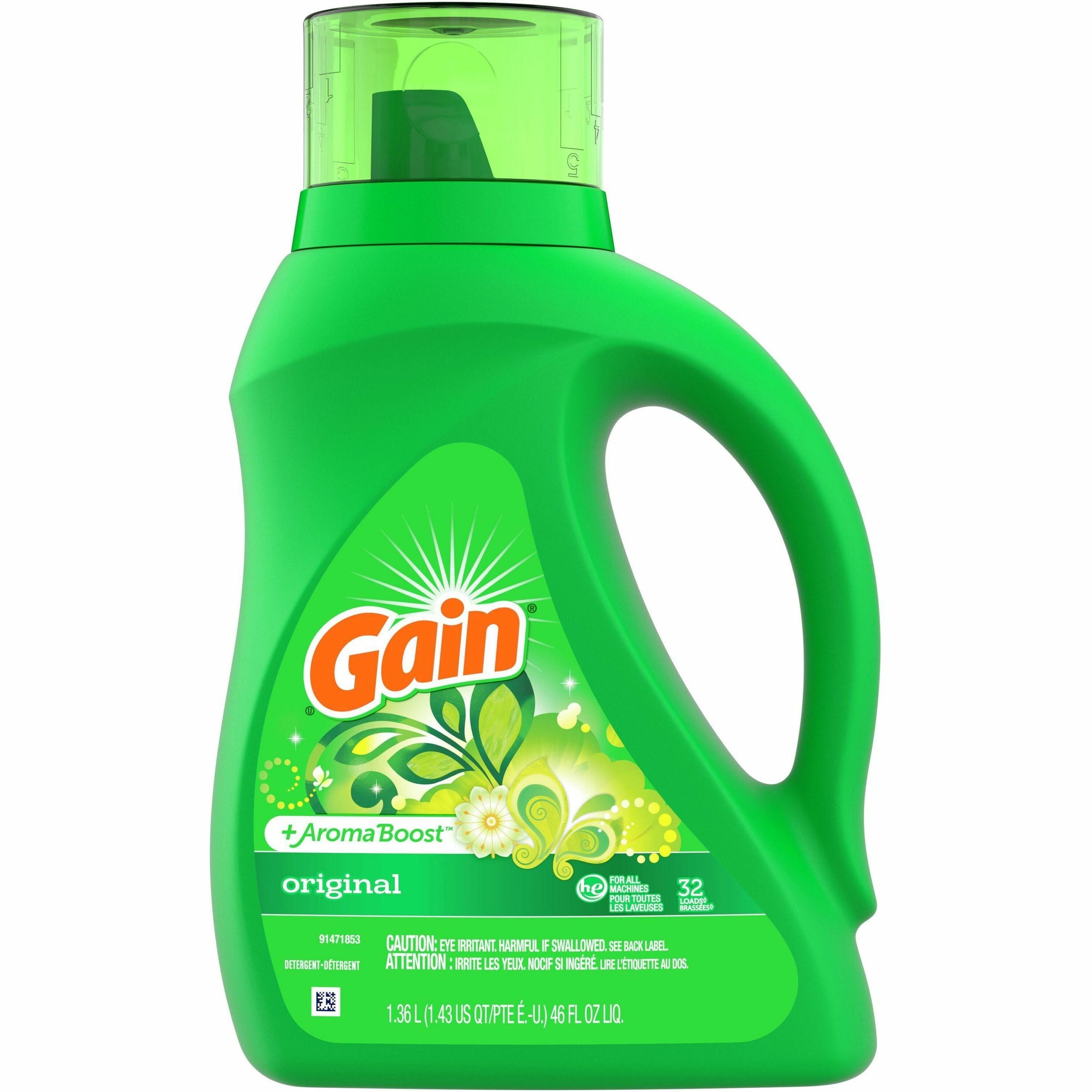 Liquid Laundry Detergent, Gain Original Scent, 46 oz Bottle, 6/Carton