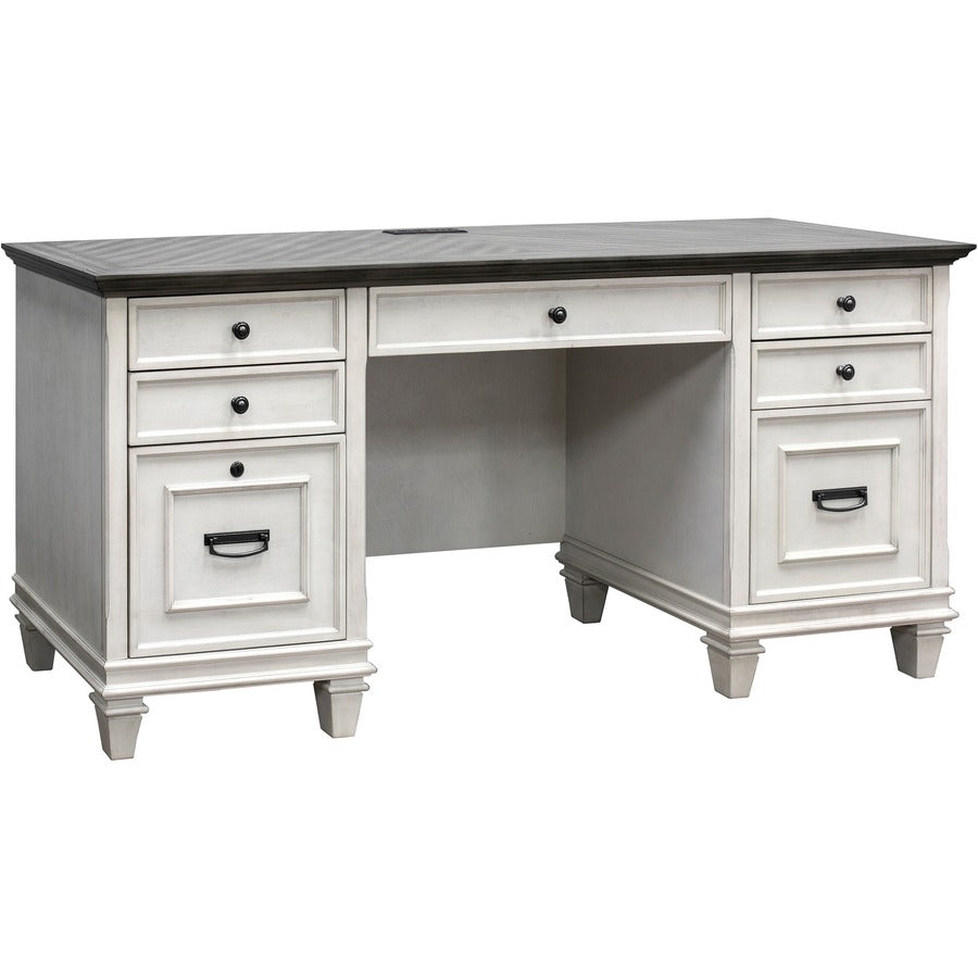 Martin Hartford Credenza - 70" x 21"31" - 4 x Utility, Keyboard, Storage, File Drawer(s) - 1 Door(s) - Material: Wood Grain, Veneer, Metal, Wire Mesh - Finish: Vintage Linen