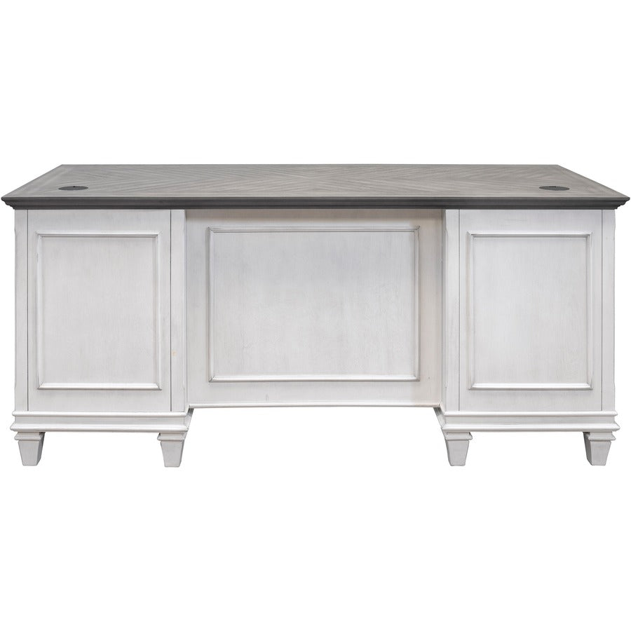 Martin Hartford Double Pedestal Desk - 70" x 30"31" - 7 x Utility, Keyboard, Storage, File Drawer(s) - Double Pedestal on Left/Right Side - Material: Wood Grain, Veneer, Metal, Wire Mesh - Finish: Vintage Linen