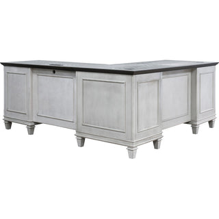 Martin Hartford L-Shape Desk - 4 x Utility, Keyboard, File Drawer(s) - Material: Wood Grain, Veneer - Finish: Vintage Linen