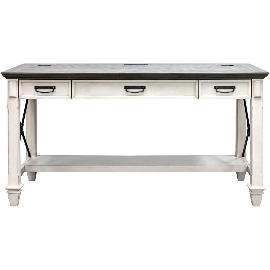 Martin Hartford Writing Desk - 60" x 28"31" - 3 x Utility, Keyboard, Storage Drawer(s) - Material: Wood Grain, Veneer - Finish: Vintage Linen