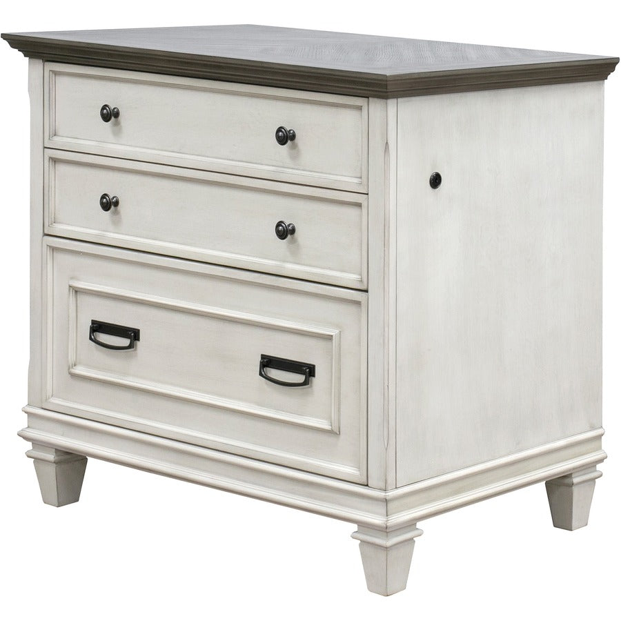 Martin Hartford Lateral File - 36" x 21"31" - 2 x File Drawer(s) - Material: Wood Grain, Veneer, Wire Mesh - Finish: Vintage Linen