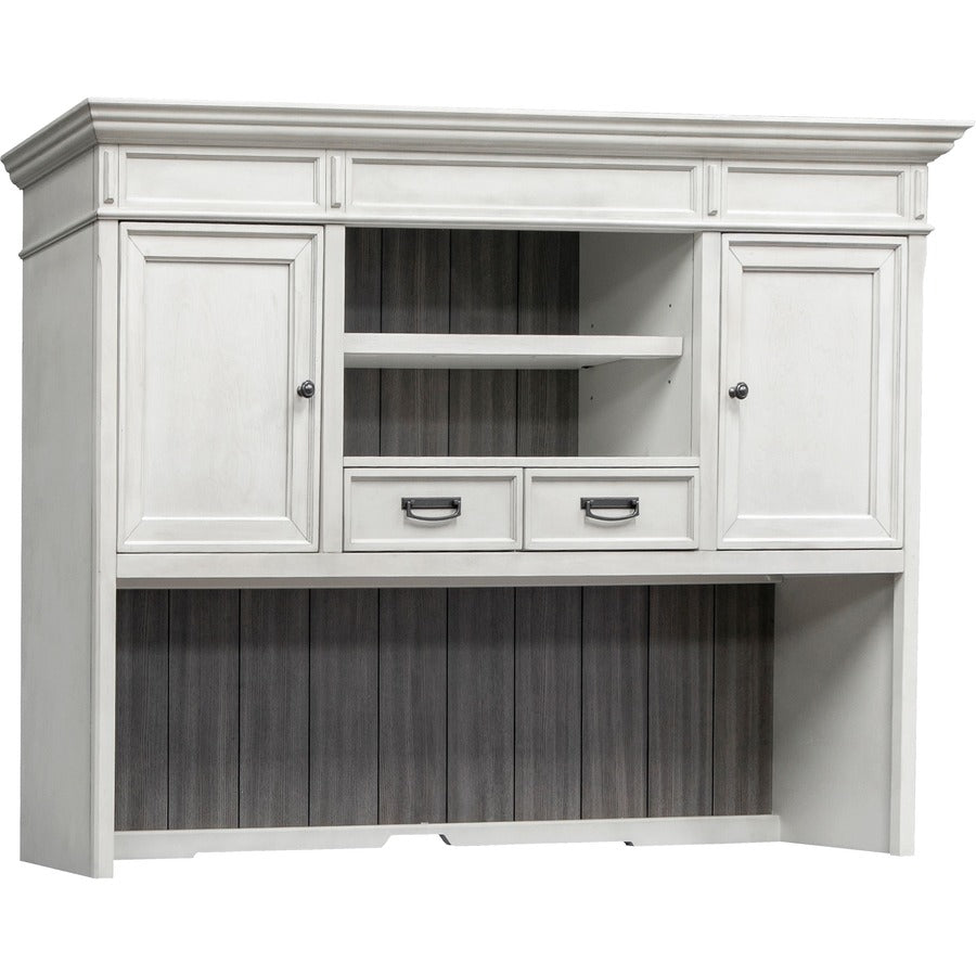 Martin Hartford Hutch - 71" x 14"49" - 2 x Utility Drawer(s) - 1 Adjustable Shelf(ves) - Material: Wood Grain, Veneer, Metal, Wire Mesh - Finish: Vintage Linen