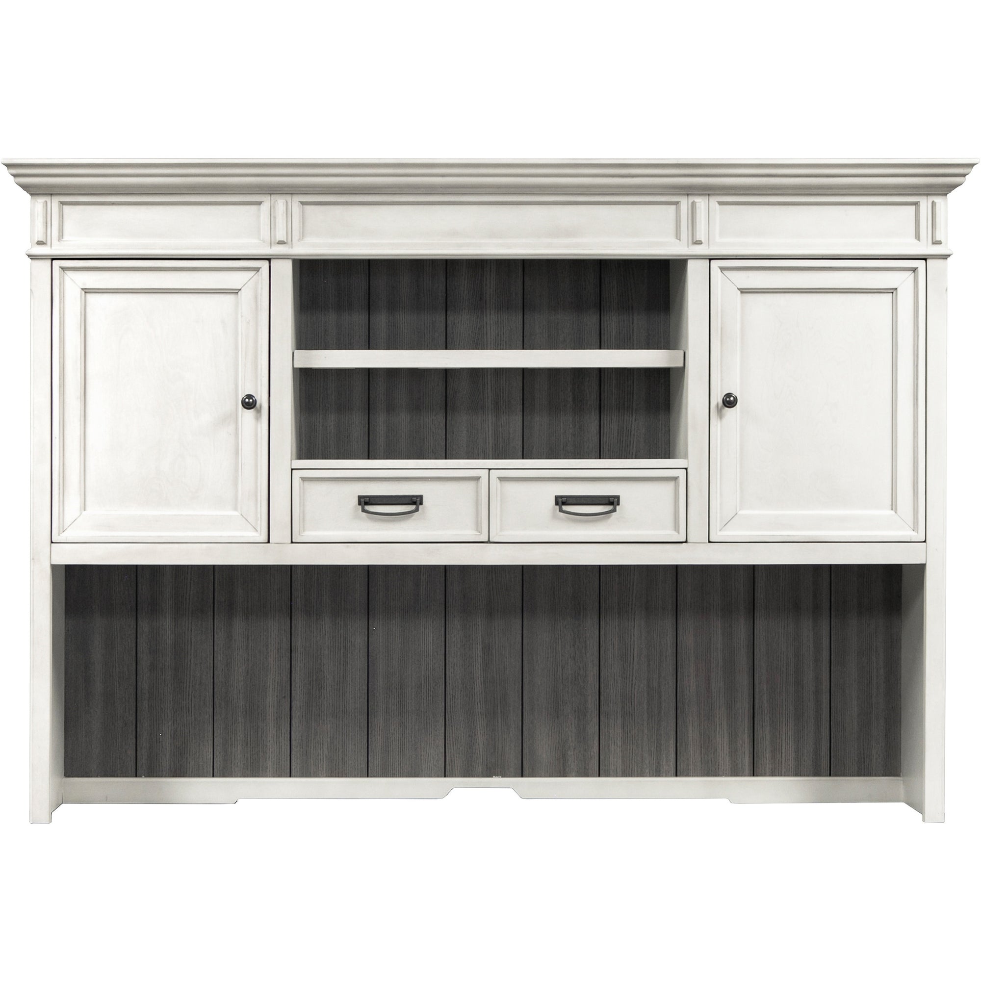 Martin Hartford Hutch - 71" x 14"49" - 2 x Utility Drawer(s) - 1 Adjustable Shelf(ves) - Material: Wood Grain, Veneer, Metal, Wire Mesh - Finish: Vintage Linen
