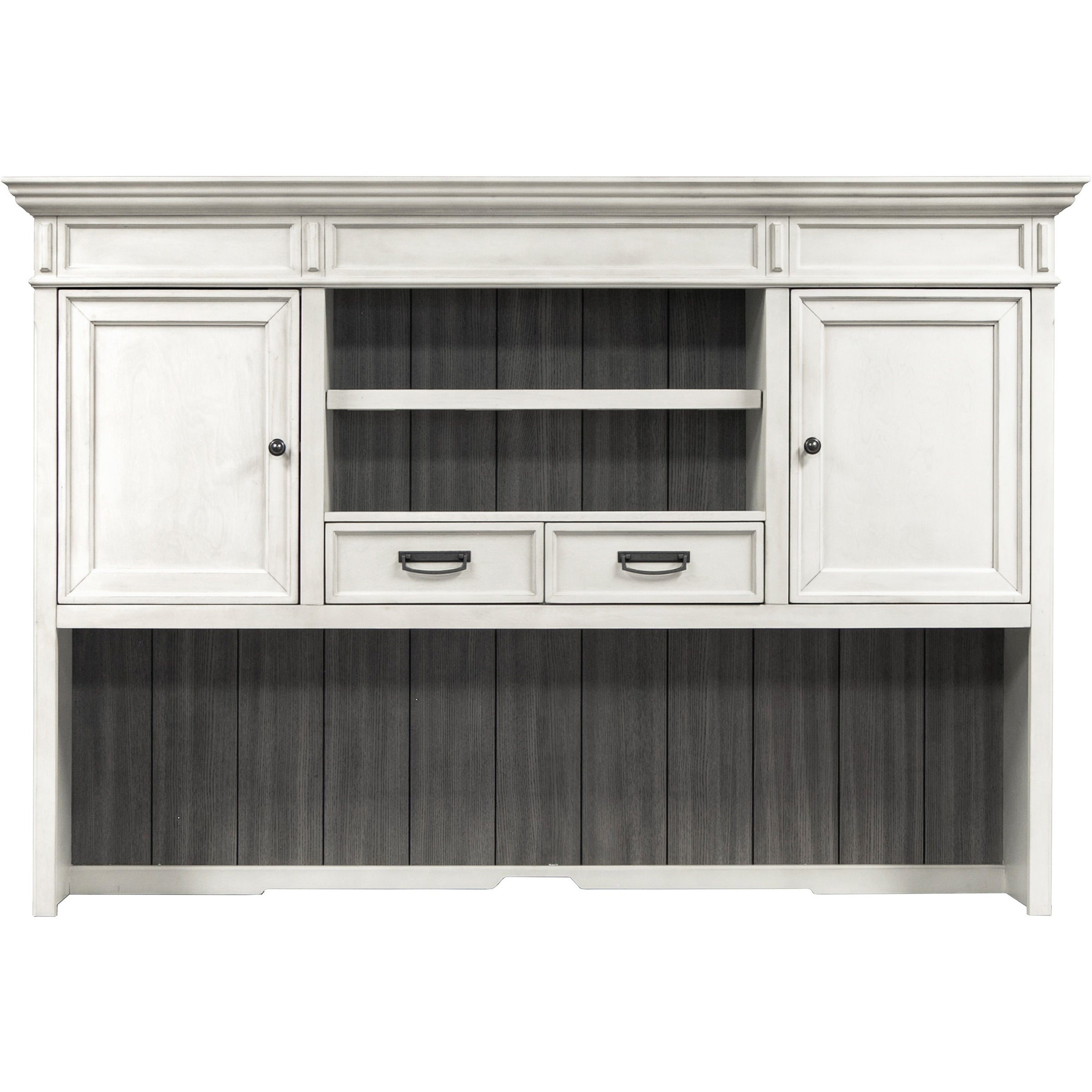 Martin Hartford Hutch - 71" x 14"49" - 2 x Utility Drawer(s) - 1 Adjustable Shelf(ves) - Material: Wood Grain, Veneer, Metal, Wire Mesh - Finish: Vintage Linen