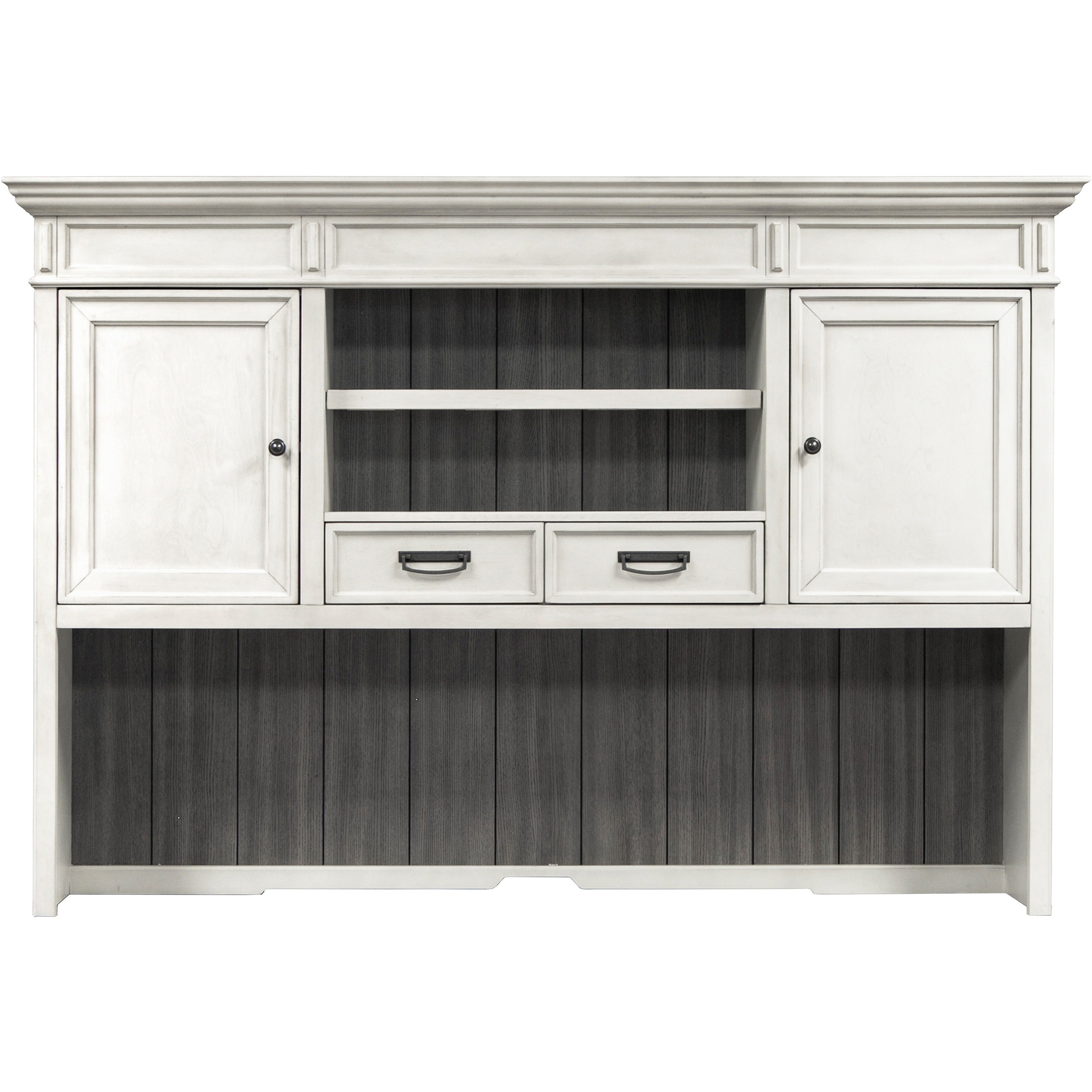 Martin Hartford Hutch - 71" x 14"49" - 2 x Utility Drawer(s) - 1 Adjustable Shelf(ves) - Material: Wood Grain, Veneer, Metal, Wire Mesh - Finish: Vintage Linen