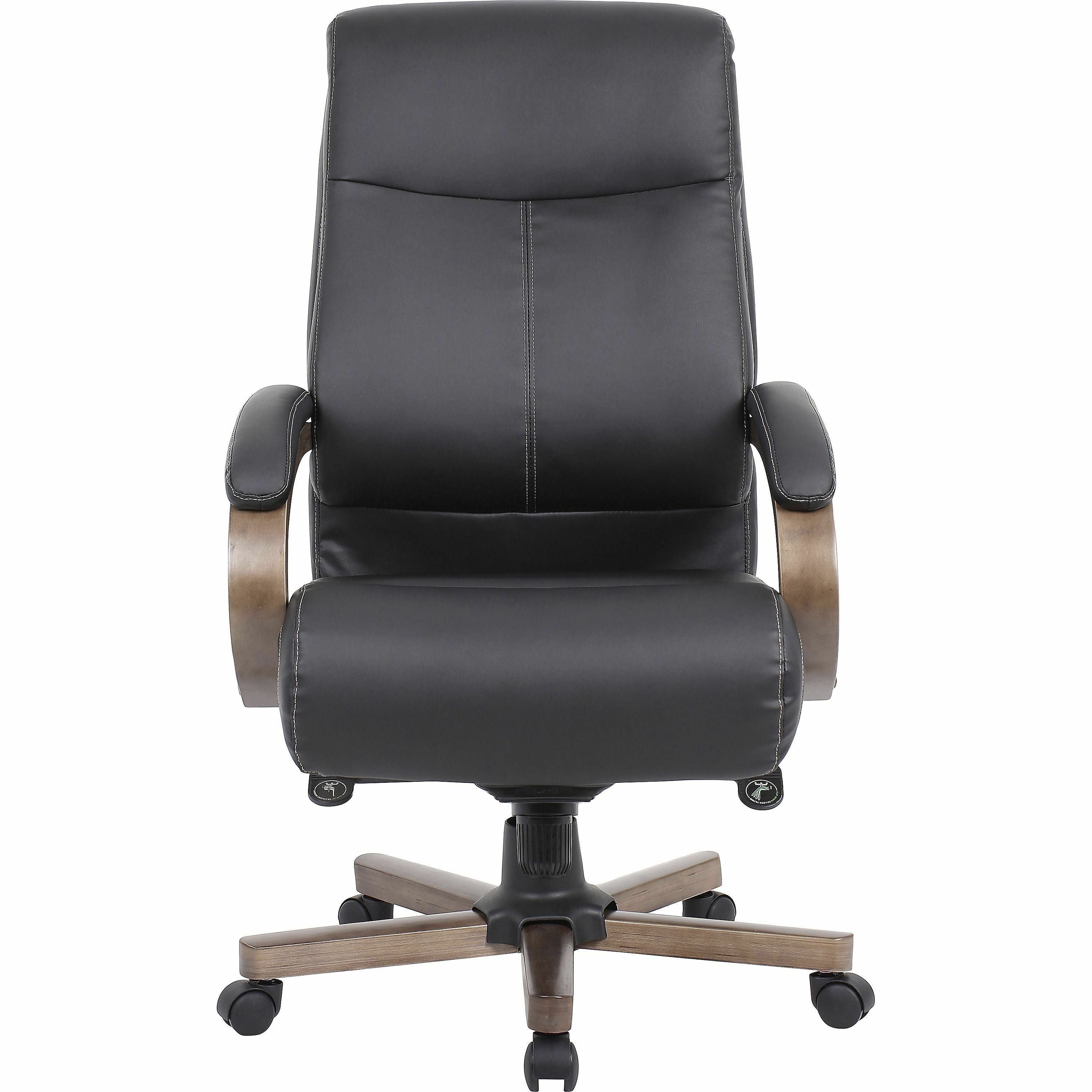lorell-executive-high-back-wood-finish-office-chair-black-leather-seat-black-leather-back-high-back-armrest-1-each_llr69590 - 2