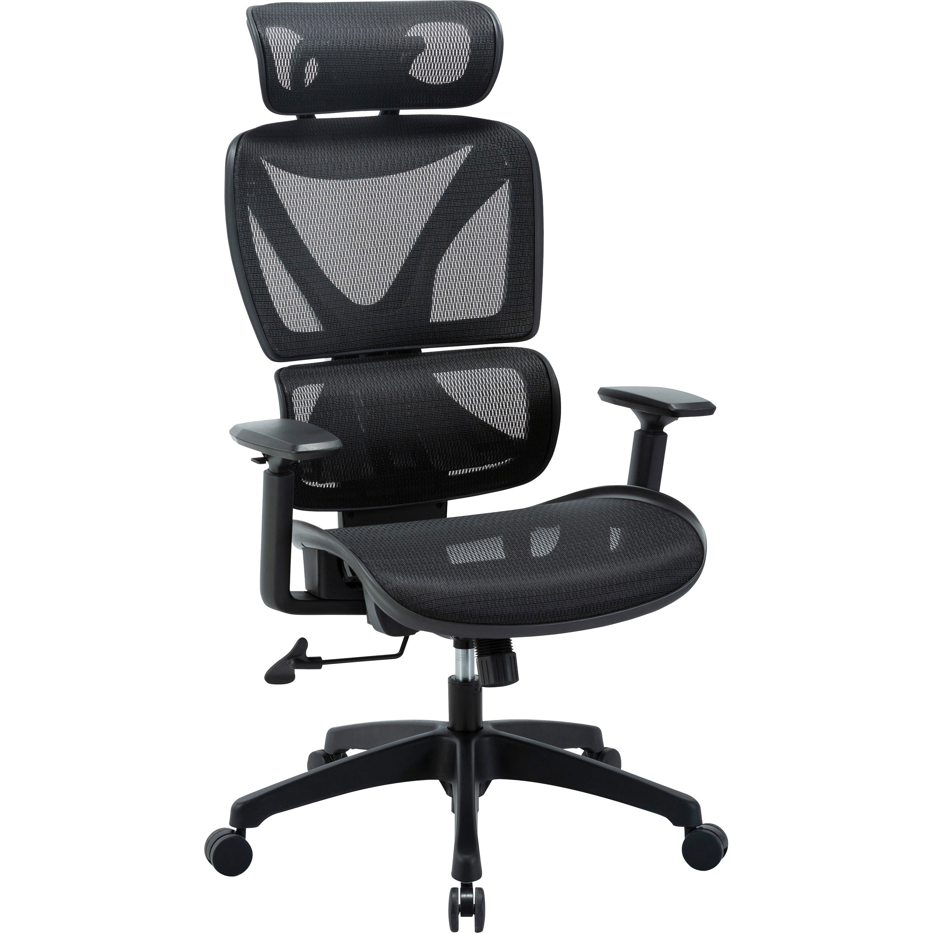 lorell-high-back-mesh-chair-black-mesh-seat-black-mesh-back-plastic-frame-high-back-5-star-base-armrest-1-each_llr84396 - 1