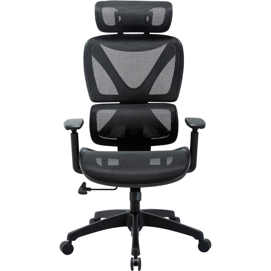 Lorell High-back Mesh Chair - Black Mesh Seat - Black Mesh Back - Plastic Frame - High Back - 5-star Base - Armrest - 1 Each