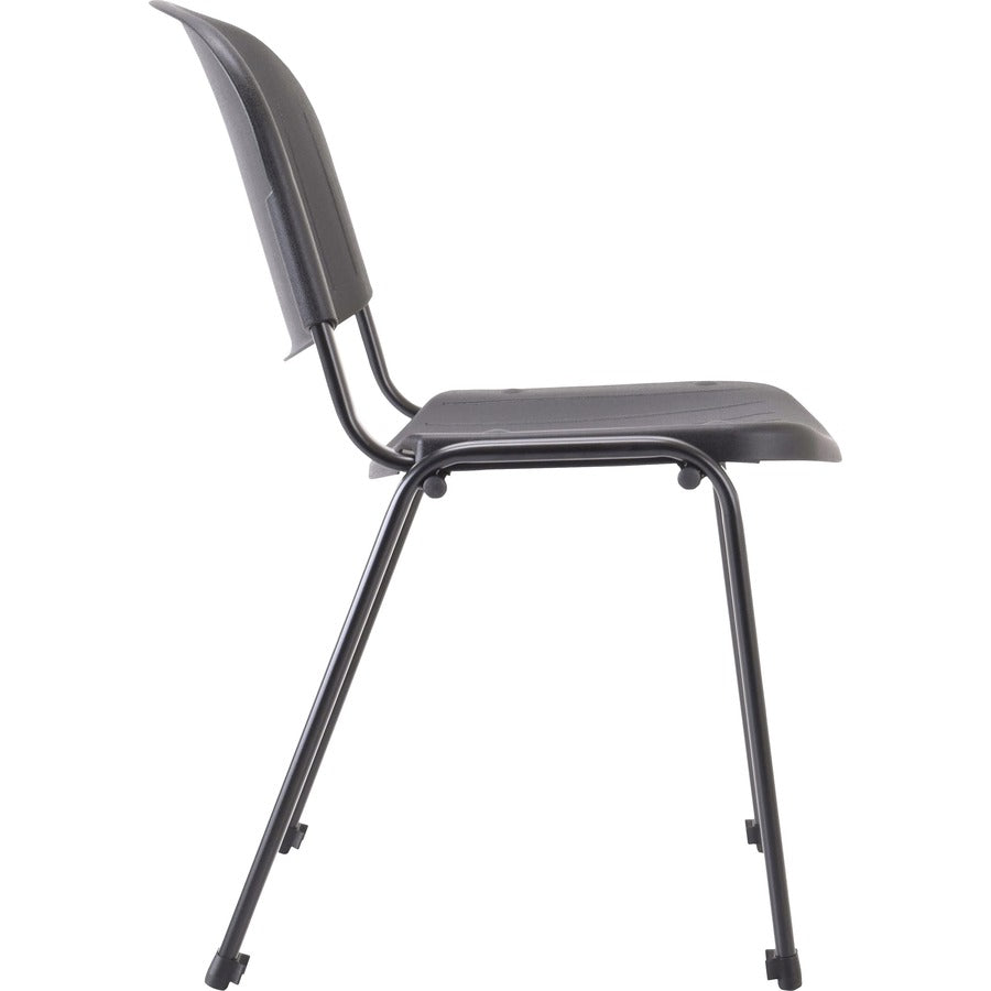 Lorell Low-Back Stack Chairs - Polypropylene Seat - Polypropylene Back - Low Back - Four-legged Base - Black - 4 / Carton
