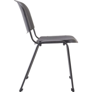 Lorell Low-Back Stack Chairs - Polypropylene Seat - Polypropylene Back - Low Back - Four-legged Base - Black - 4 / Carton