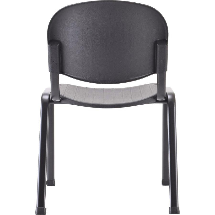 Lorell Low-Back Stack Chairs - Polypropylene Seat - Polypropylene Back - Low Back - Four-legged Base - Black - 4 / Carton