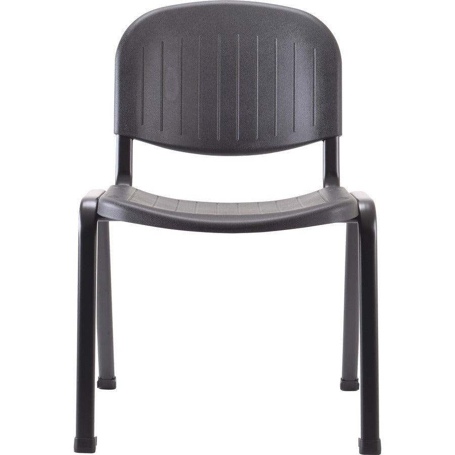 Lorell Low-Back Stack Chairs - Polypropylene Seat - Polypropylene Back - Low Back - Four-legged Base - Black - 4 / Carton