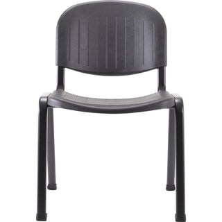 Lorell Low-Back Stack Chairs - Polypropylene Seat - Polypropylene Back - Low Back - Four-legged Base - Black - 4 / Carton