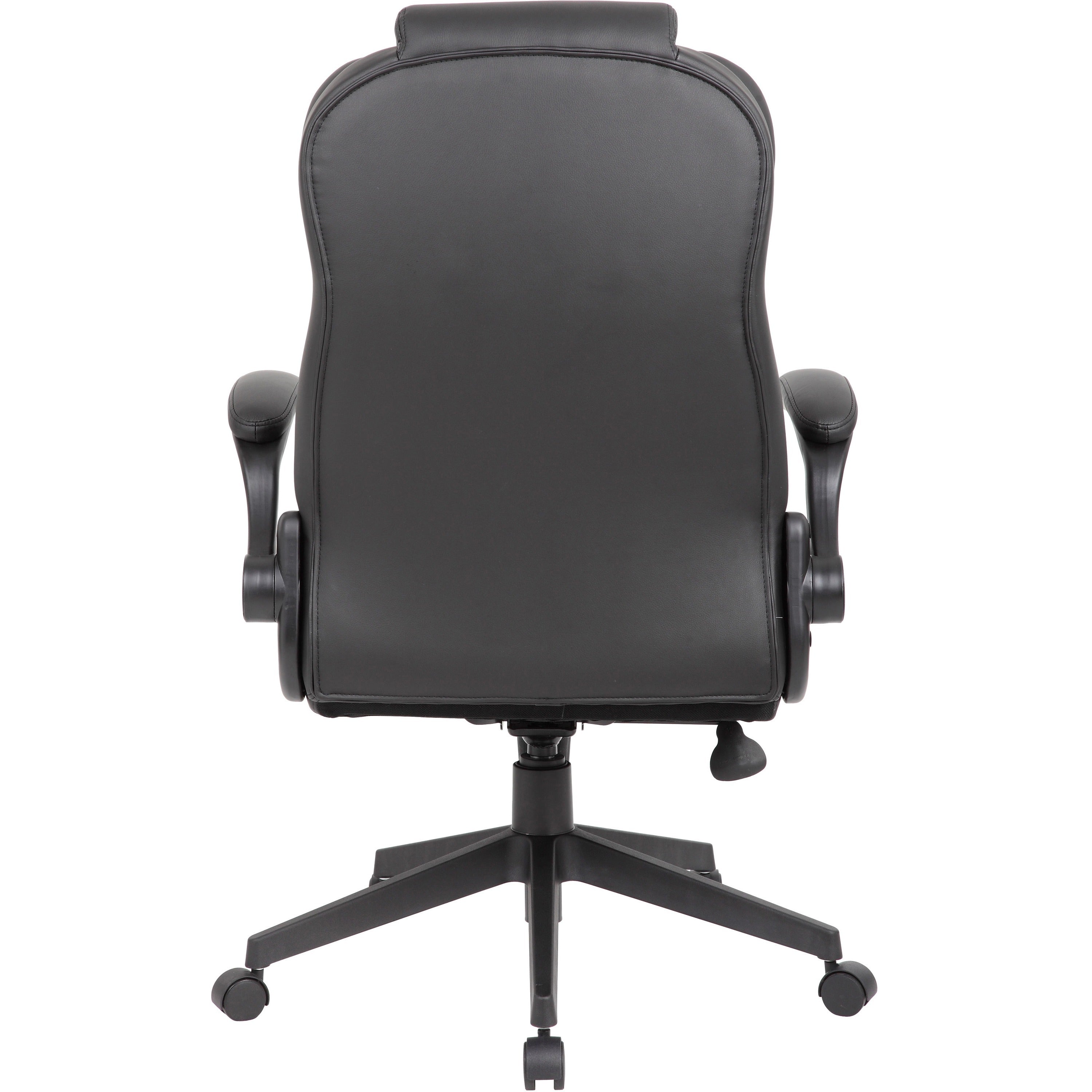 Boss Executive LeatherPlus Chair - Black Vinyl Seat - Black Vinyl Back - High Back - 5-star Base - Armrest - 1 / Carton - 4