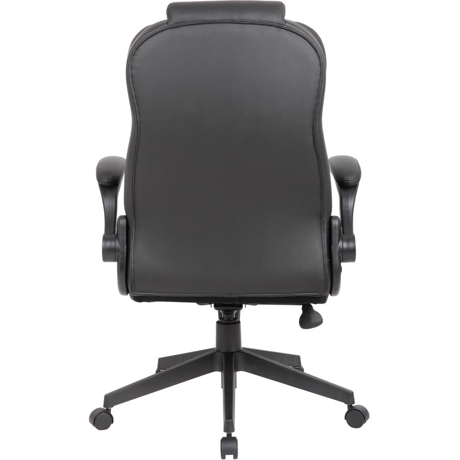 Boss Executive LeatherPlus Chair - Black Vinyl Seat - Black Vinyl Back - High Back - 5-star Base - Armrest - 1 / Carton
