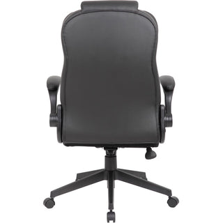 Boss Executive LeatherPlus Chair - Black Vinyl Seat - Black Vinyl Back - High Back - 5-star Base - Armrest - 1 / Carton