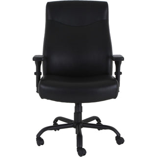 Lorell Big & Tall Executive High-Back Chair With Adjustable Arms - Black Bonded Leather Seat - Black Bonded Leather Back - High Back - 5-star Base - Armrest - 1 Each