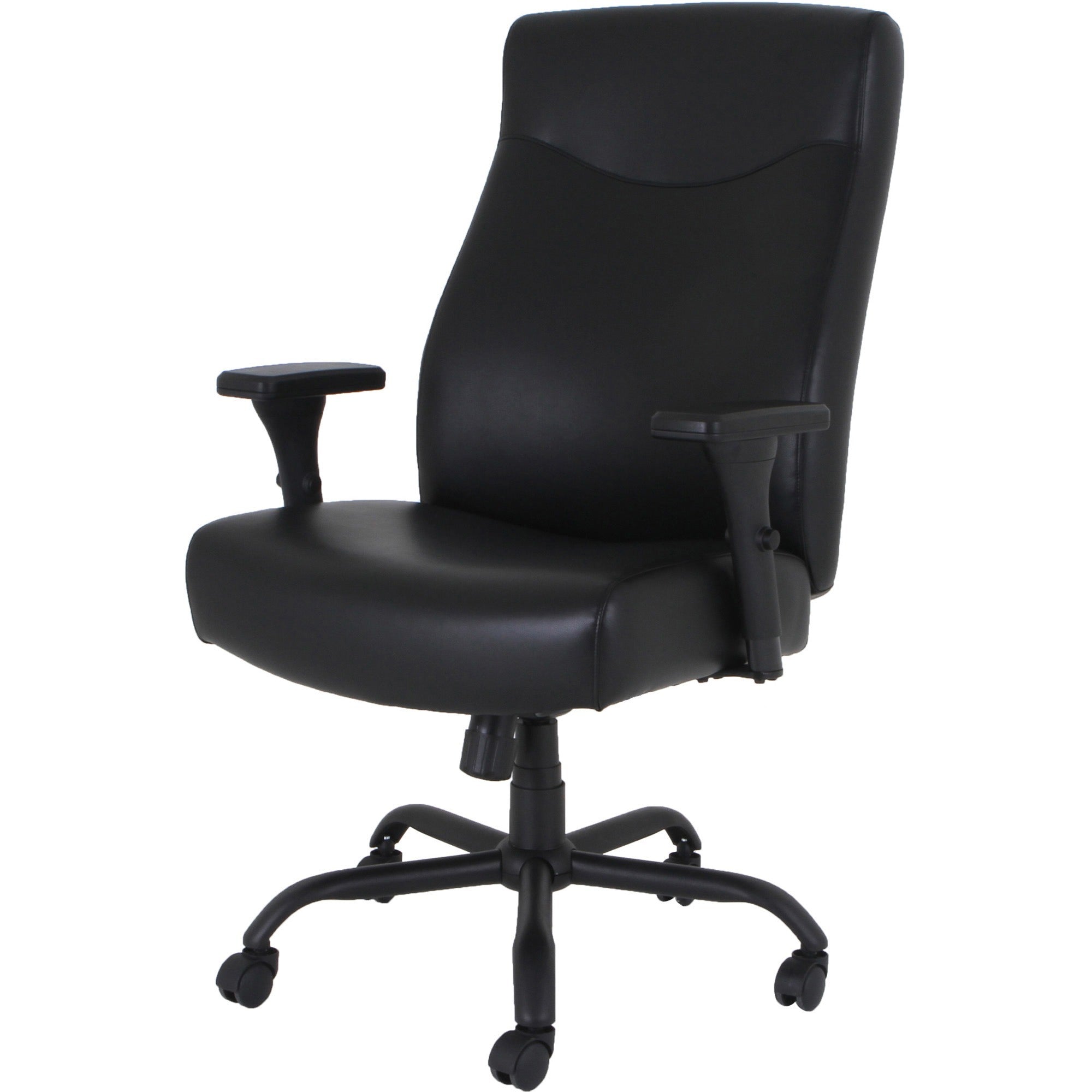 lorell-big-&-tall-executive-high-back-chair-with-adjustable-arms-black-bonded-leather-seat-black-bonded-leather-back-high-back-5-star-base-armrest-1-each_llr48846 - 4