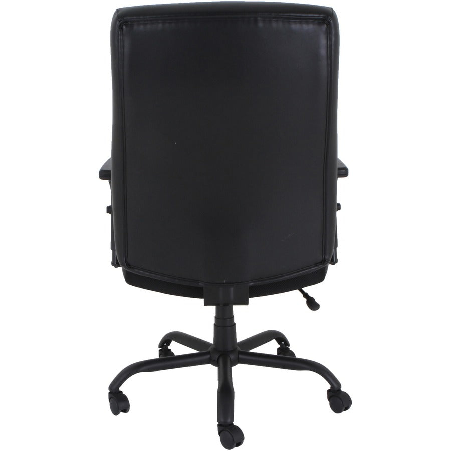 Lorell Big & Tall Executive High-Back Chair With Adjustable Arms - Black Bonded Leather Seat - Black Bonded Leather Back - High Back - 5-star Base - Armrest - 1 Each