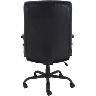 Lorell Big & Tall Executive High-Back Chair With Adjustable Arms - Black Bonded Leather Seat - Black Bonded Leather Back - High Back - 5-star Base - Armrest - 1 Each