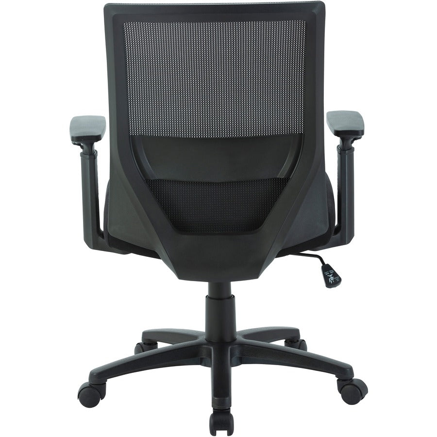 Lorell SOHO Mesh Mid-Back Task Chair - Gray Fabric Seat - Gray Fabric Back - Mid Back - 5-star Base - Black - Armrest - 1 Each