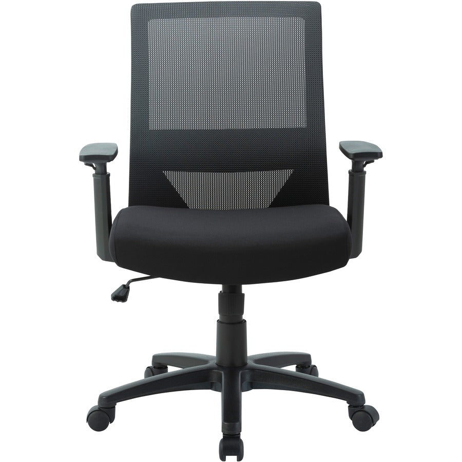 Lorell SOHO Mesh Mid-Back Task Chair - Gray Fabric Seat - Gray Fabric Back - Mid Back - 5-star Base - Black - Armrest - 1 Each