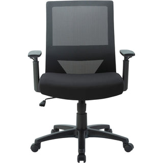 Lorell SOHO Mesh Mid-Back Task Chair - Gray Fabric Seat - Gray Fabric Back - Mid Back - 5-star Base - Black - Armrest - 1 Each