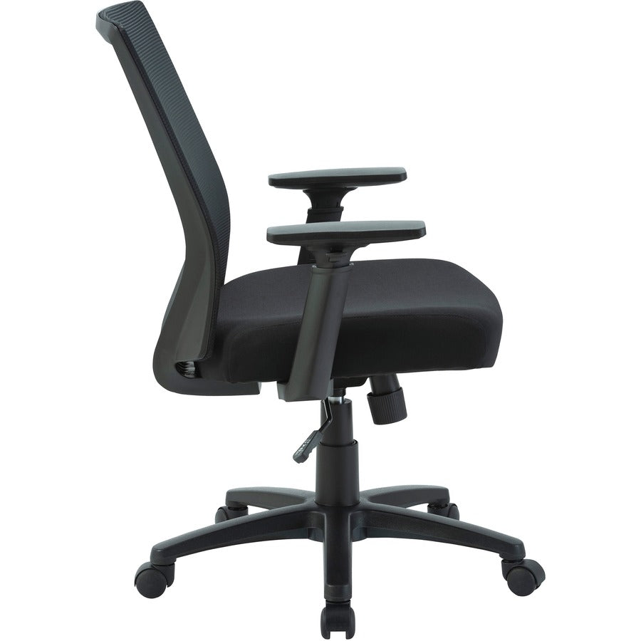Lorell SOHO Mesh Mid-Back Task Chair - Gray Fabric Seat - Gray Fabric Back - Mid Back - 5-star Base - Black - Armrest - 1 Each
