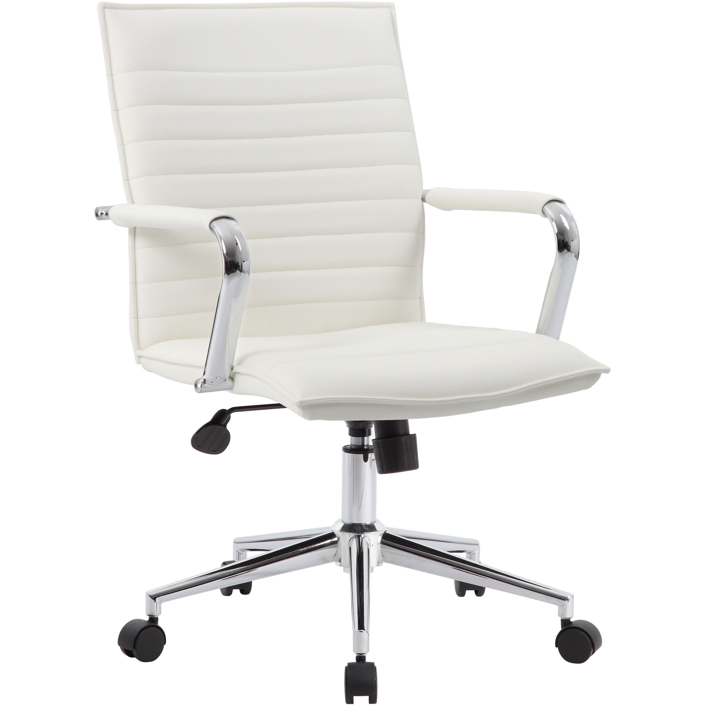 Boss Hospitality Task Chair w/ Arms - White Vinyl Seat - White Vinyl Back - 5-star Base - Armrest - 1 / Carton - 1