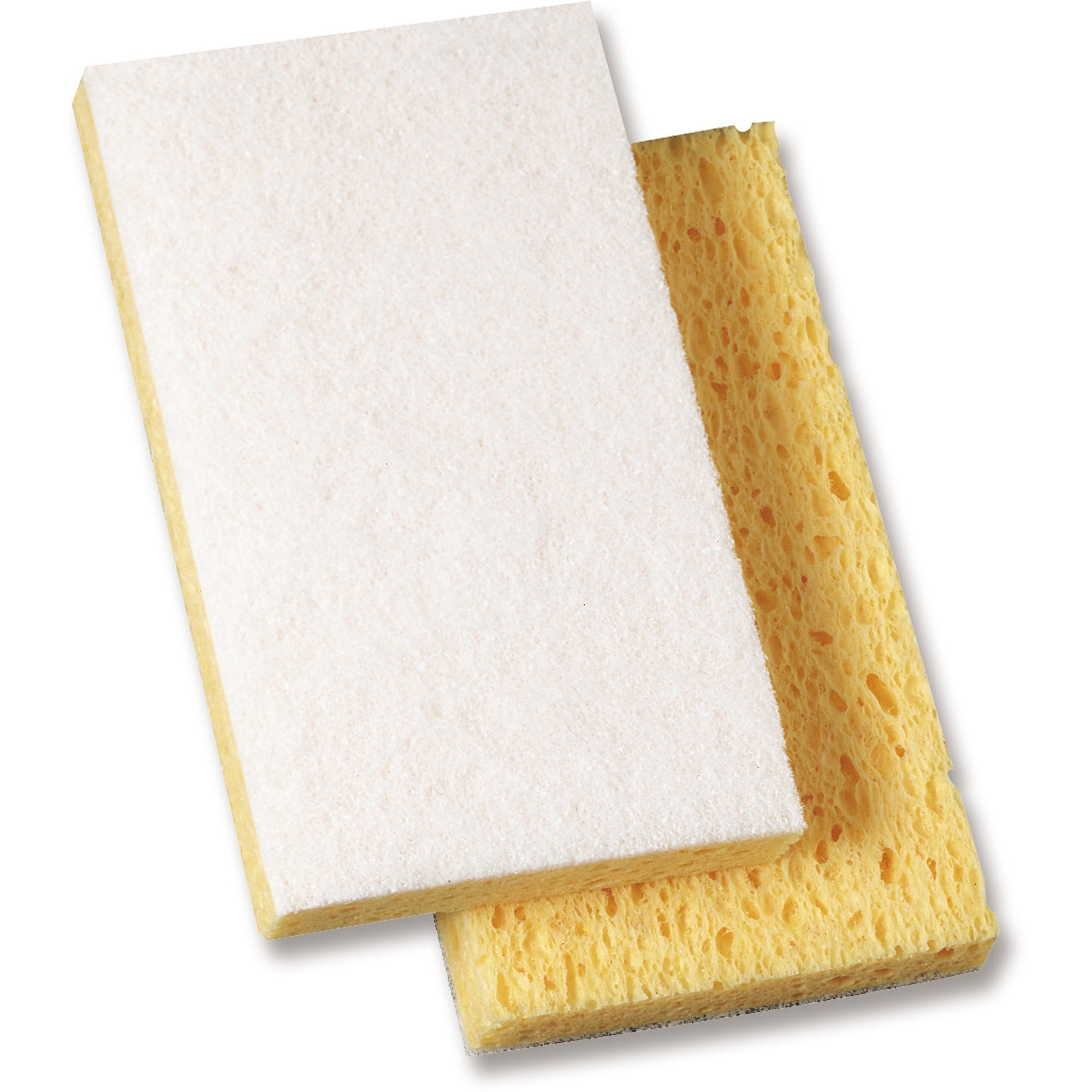 genuine-joe-light-duty-sponge-scrubber-61-width-x-36-length-20-carton-cellulose-white-yellow_gjo18423 - 1