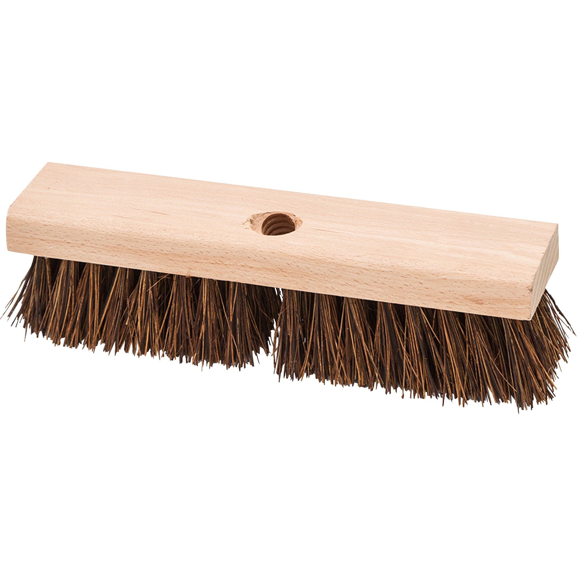 Genuine Joe Deck/Floor Brush - 2" Palmyra Bristle - 10" Handle Width - Hardwood Handle - 1 Each - Brown