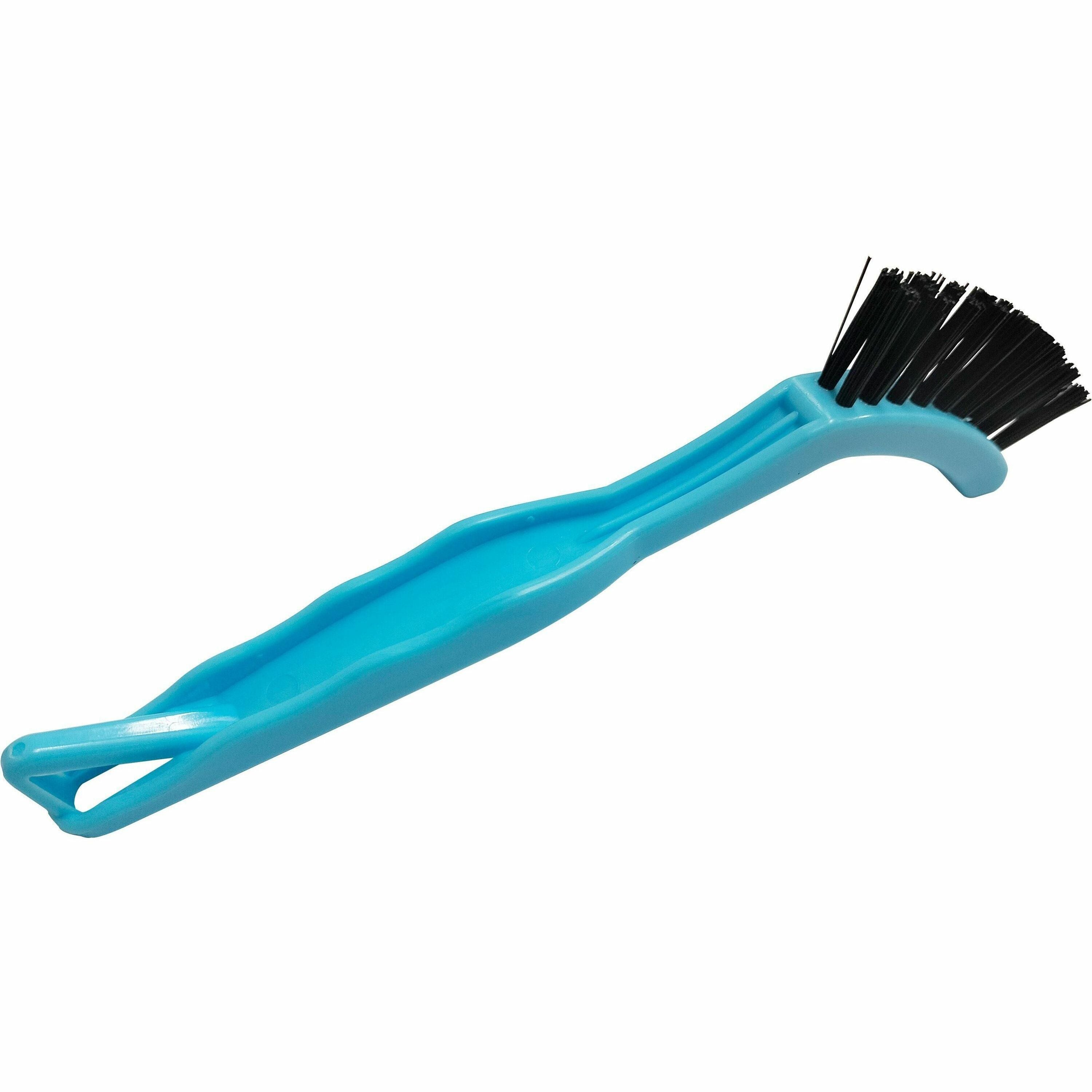 Genuine Joe Hand Held Grout Brush - Nylon Bristle - 8" Handle Length - Plastic Handle - 1 Each - Black, White