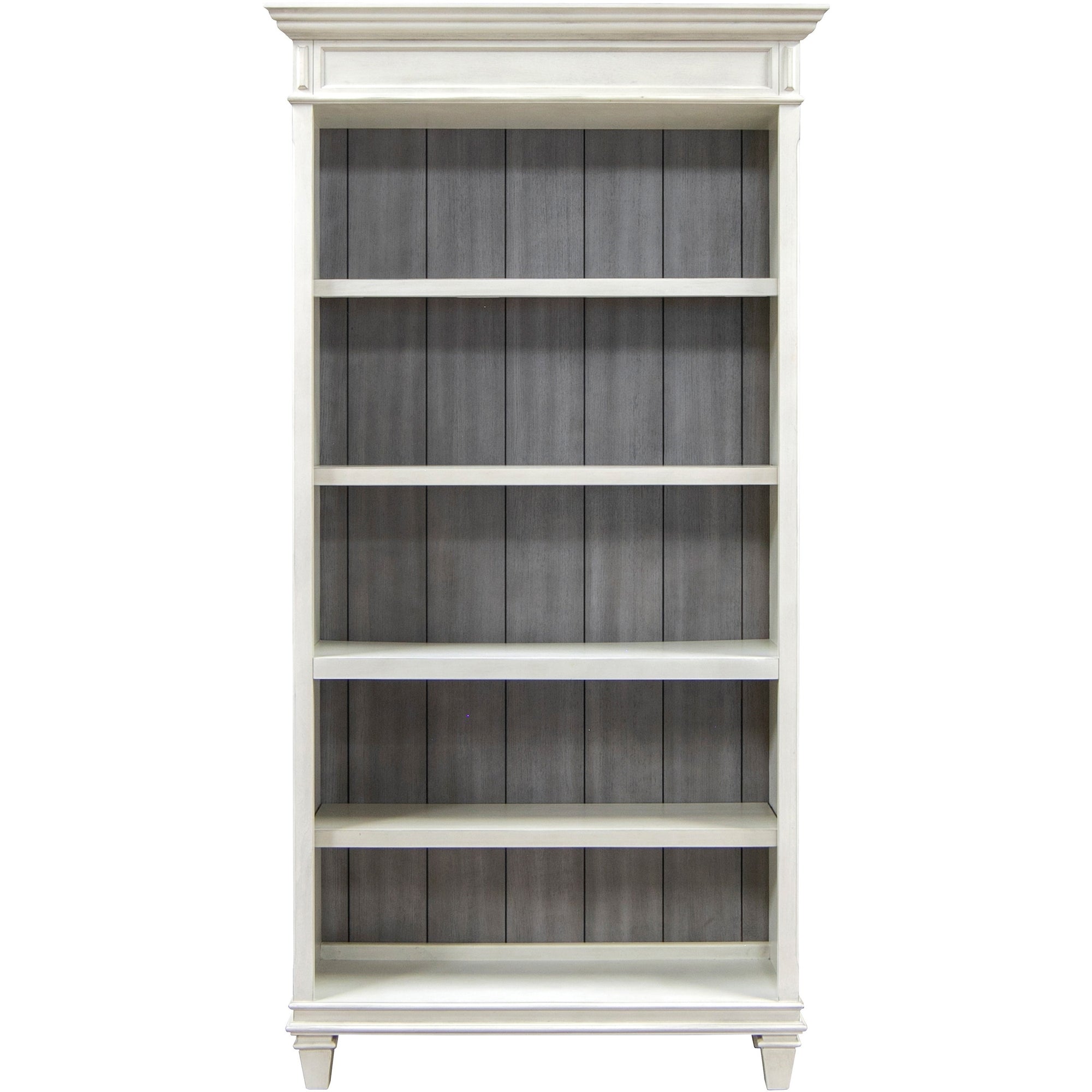 Martin Hartford Open Bookcase - 40" x 14"78" - 5 Shelve(s) - 3 Adjustable Shelf(ves) - Material: Natural Wood, Wire Mesh - Finish: Vintage Linen