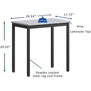 Lorell Utility Table - For - Table TopGray Rectangle, Laminated Top - Powder Coated Black Base - 500 lb Capacity x 30" Table Top Width x 18.13" Table Top Depth - 30" Height - Assembly Required - Melamine Top Material - 1 Each
