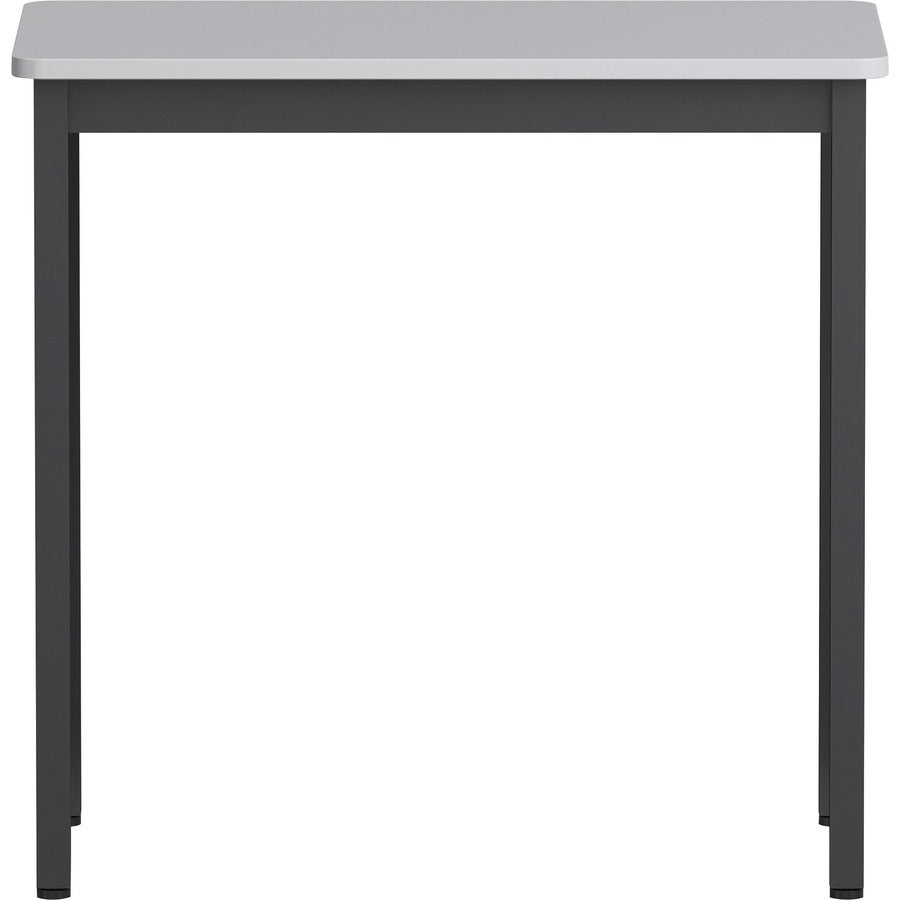 Lorell Utility Table - For - Table TopGray Rectangle, Laminated Top - Powder Coated Black Base - 500 lb Capacity x 30" Table Top Width x 18.13" Table Top Depth - 30" Height - Assembly Required - Melamine Top Material - 1 Each