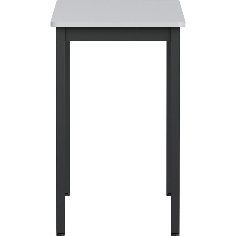 Lorell Utility Table - For - Table TopGray Rectangle, Laminated Top - Powder Coated Black Base - 500 lb Capacity x 30" Table Top Width x 18.13" Table Top Depth - 30" Height - Assembly Required - Melamine Top Material - 1 Each