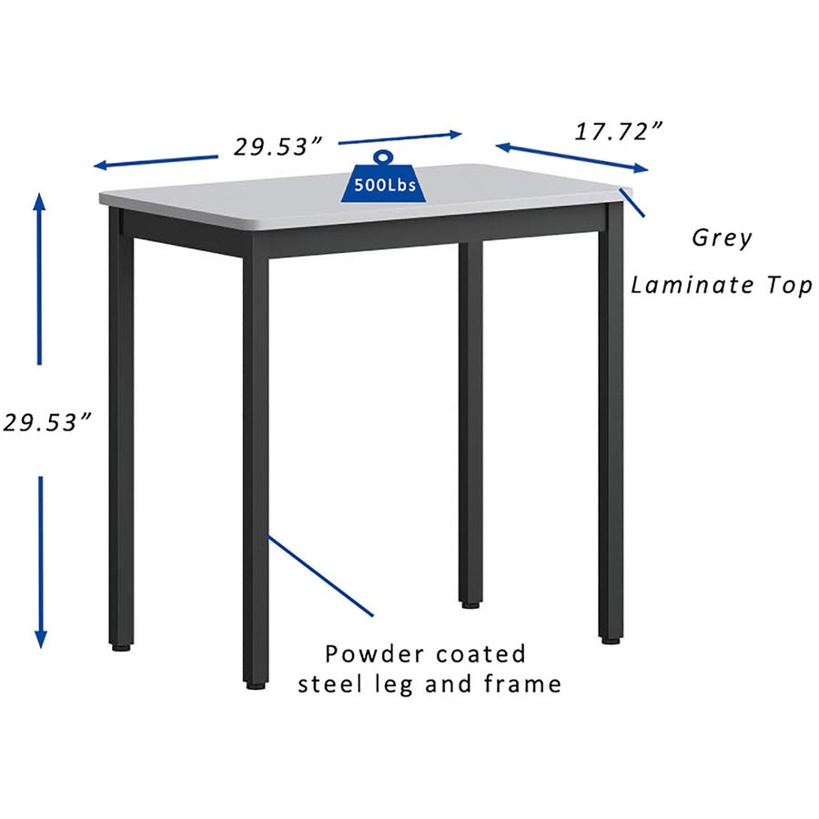 lorell-utility-table-for-table-topgray-rectangle-laminated-top-powder-coated-black-base-500-lb-capacity-x-30-table-top-width-x-1813-table-top-depth-30-height-assembly-required-melamine-top-material-1-each_llr60752 - 5