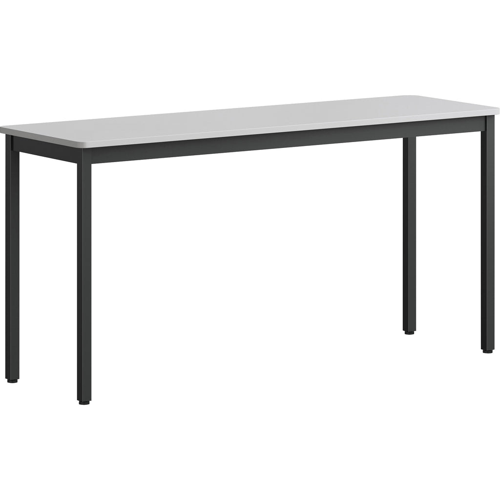 Lorell Utility Table - For - Table TopGray Rectangle, Laminated Top - Powder Coated Black Base - 500 lb Capacity x 59.88" Table Top Width x 18.13" Table Top Depth - 30" Height - Assembly Required - Melamine Top Material - 1 Each